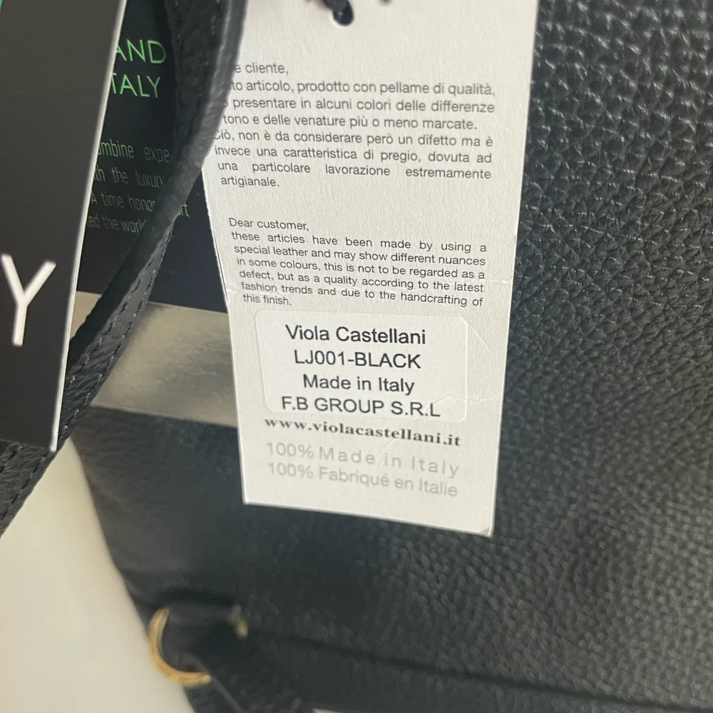 VIOLA CASTELLANI  beautiful Italian Black Leather Backpack Bag NWT. - Picture 8 of 8